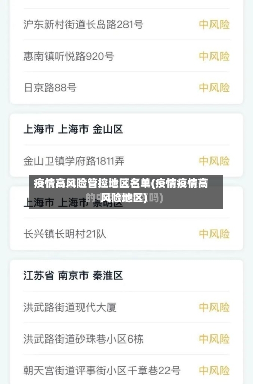 疫情高风险管控地区名单(疫情疫情高风险地区)