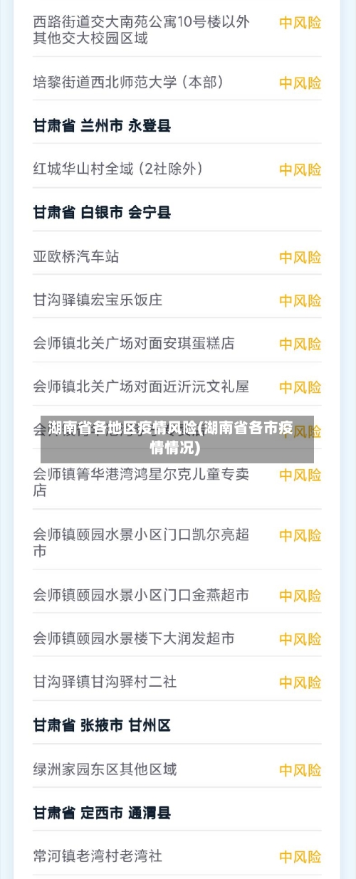 湖南省各地区疫情风险(湖南省各市疫情情况)