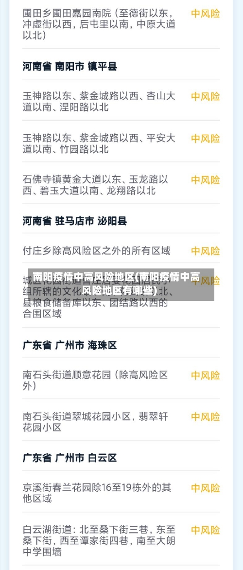 南阳疫情中高风险地区(南阳疫情中高风险地区有哪些)