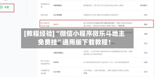 [教程经验]“微信小程序微乐斗地主免费挂”通用版下载教程！